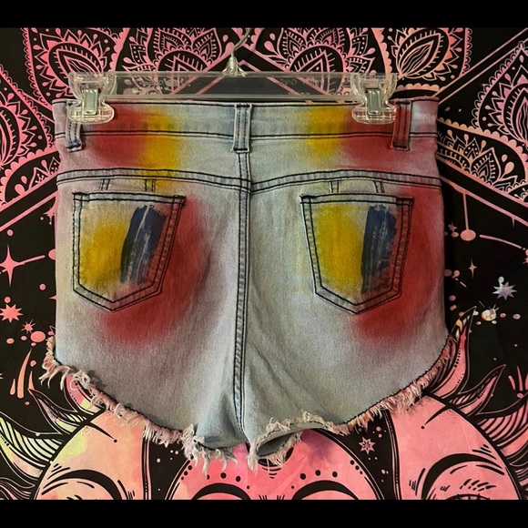 Denim Colorful Women’s Shorts - Picture 2 of 3